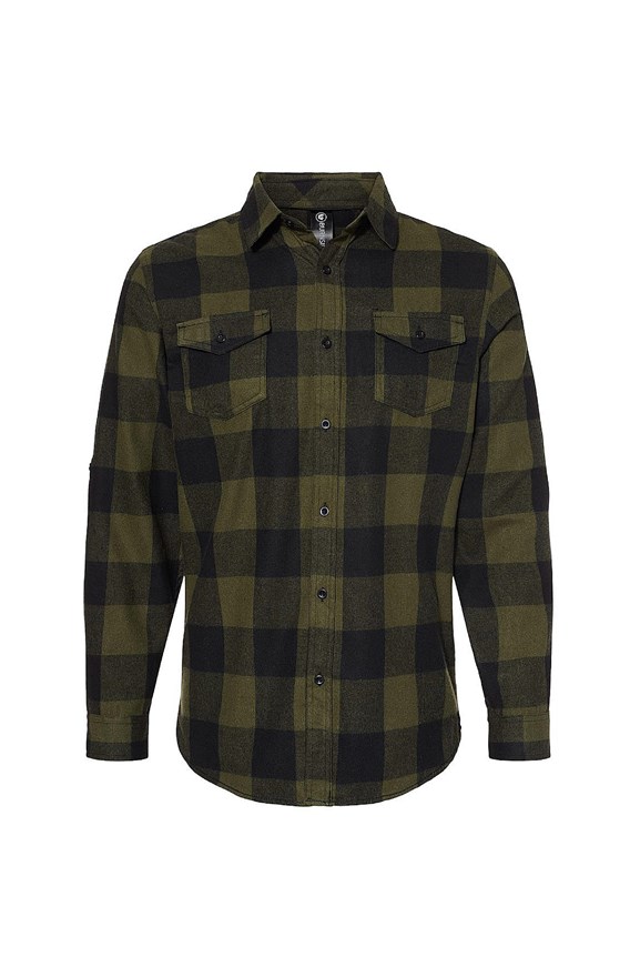 mens collars Long Sleeve Flannel Army And Black
